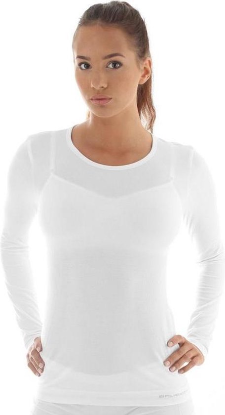 Brubeck Comfort | Sous-vêtements pour femmes sans couture avec laine mérinos - Manches longues - Blanc crème - XL