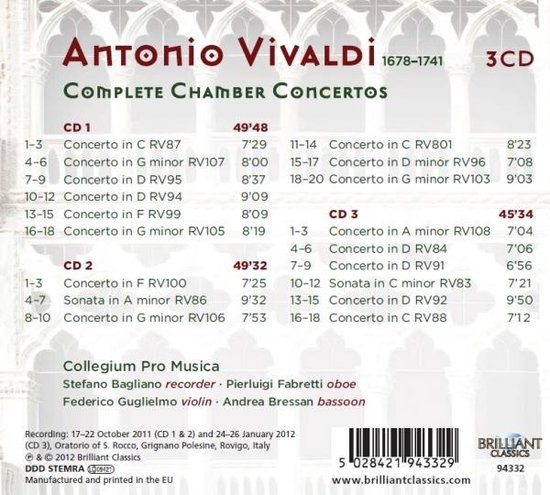 Vivaldi/Concerti Da Camera, Stefano Bagliano | CD (album) | Muziek | bol.com