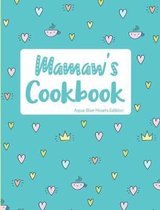 Mamaw's Cookbook Aqua Blue Hearts Edition