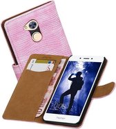 Hagedis Bookstyle Wallet Case Hoesjes Geschikt voor Huawei Honor 6 A Roze
