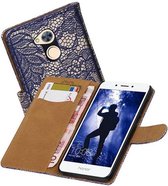 Lace Bookstyle Wallet Case Hoesjes voor Huawei Honor 6A Blauw