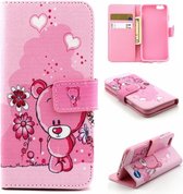 iCarer Bear print wallet case hoesje iPhone 5 5S SE