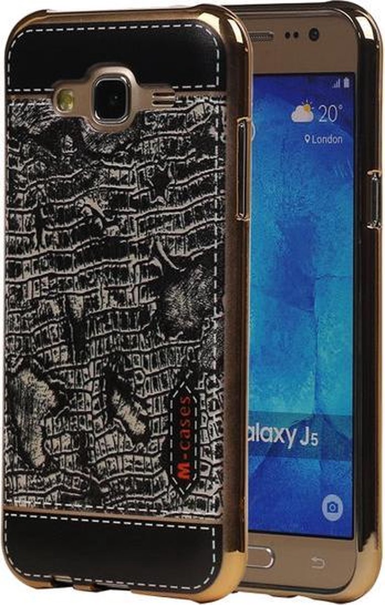 M-Cases Zwart Krokodil Design TPU back case hoesje voor Samsung Galaxy J5 2015