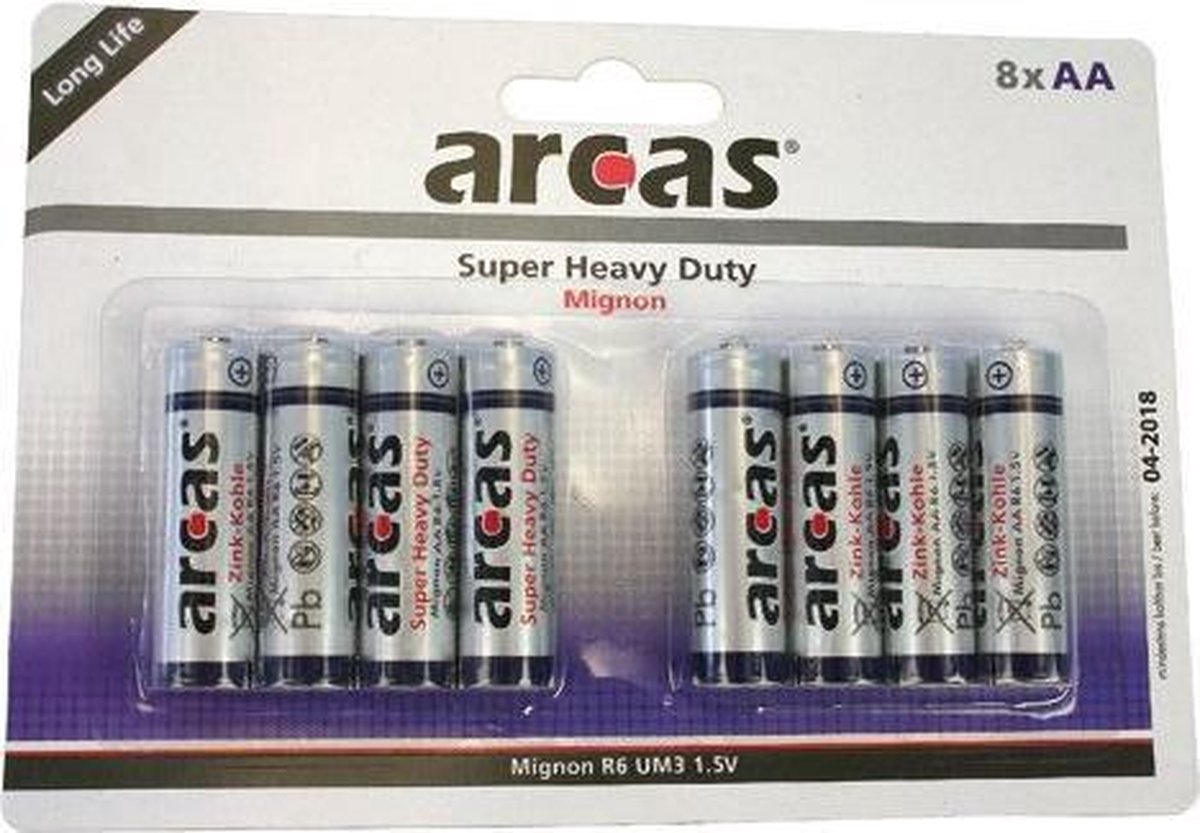 Batterijen R6 AA penlite Arcas 8 stuks