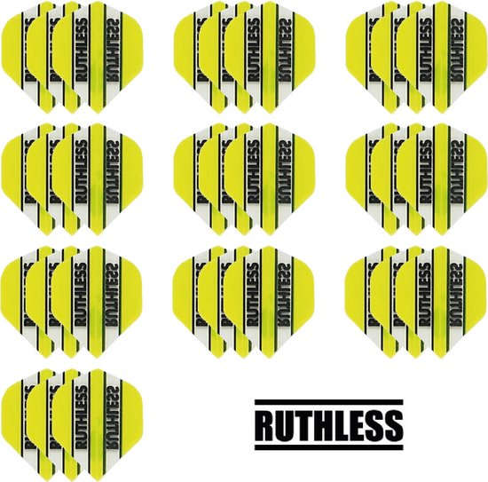 Afbeelding van het spel deDartshop 10 Sets (30 stuks) Ruthless flights Multipack - Geel - darts flights