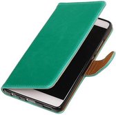 Zakelijke Book Case Telefoonhoesje Geschikt voor de Huawei P9 Lite - Portemonnee Hoesje - Pasjeshouder Wallet Case - Groen