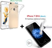 iPhone 7 4.7 inch Screenprotector Glazen tempered glass + Met Gratis ultra Dunne Transparant TPU hoesje