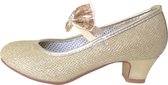 Spaanse Prinsessen schoenen goud glitter strikje De Luxe maat 24 - binnenmaat 16 cm -