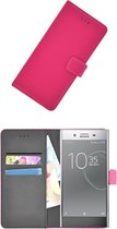 Roze Luxe Bookcase Wallet hoesje voor Sony Xperia XZ Premium