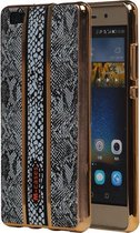 M-Cases Zwart Slang Design TPU back case cover cover voor Huawei P8 Lite