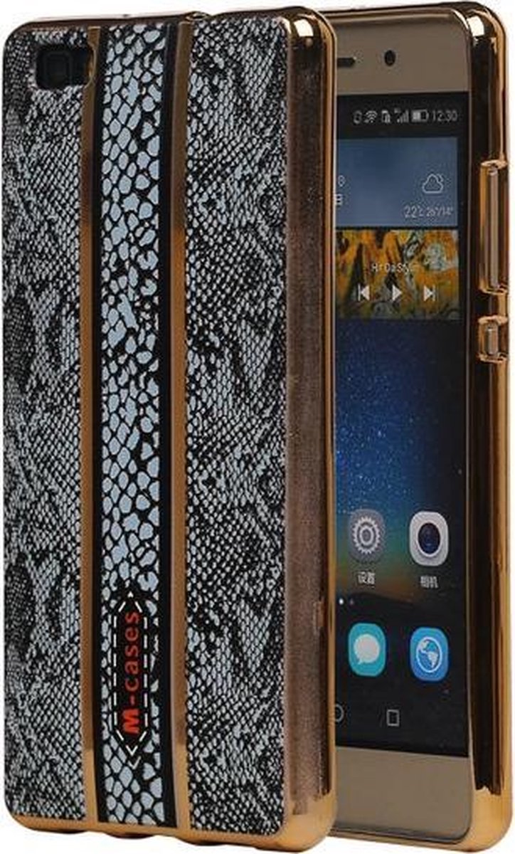 M-Cases Zwart Slang Design TPU back case cover hoesje voor Huawei P8 Lite