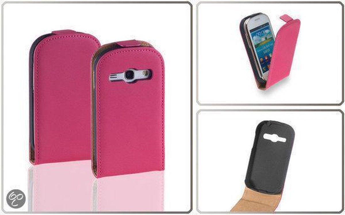 LELYCASE Premium Flip Case Lederen Cover Bescherm  Hoesje Samsung Galaxy Fame S6810 Pink