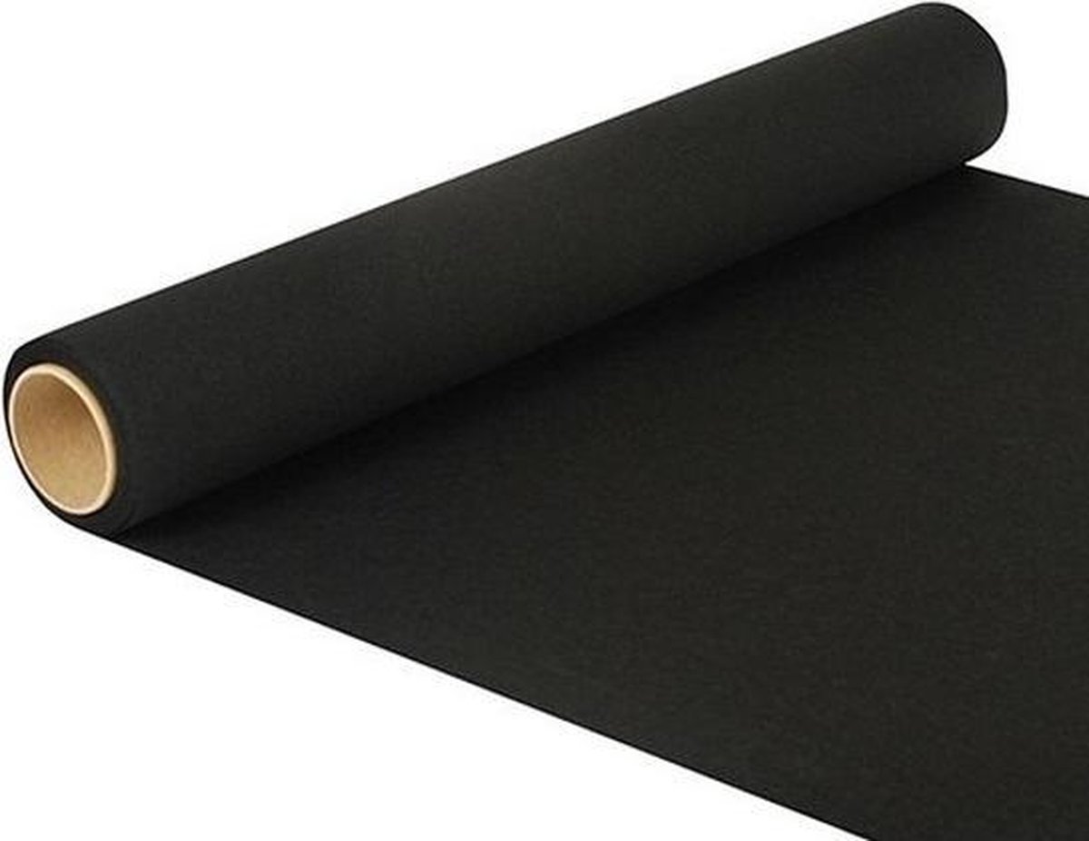 Duni tafelloper - papier - zwart - 480 x 40 cm - Tafellopers/placemats