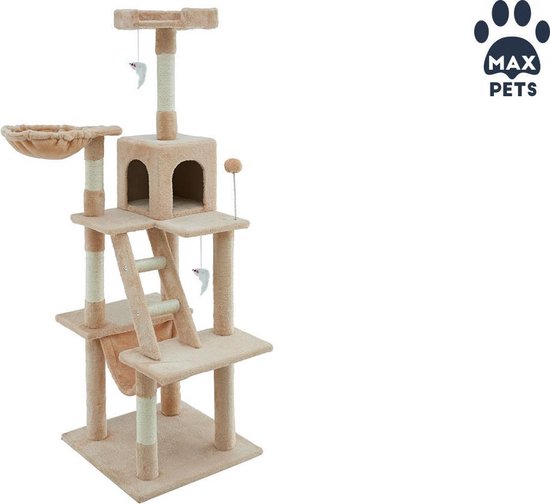 Max Pets – Katten krabpaal - XL - 69x51x155 - Beige | bol.com