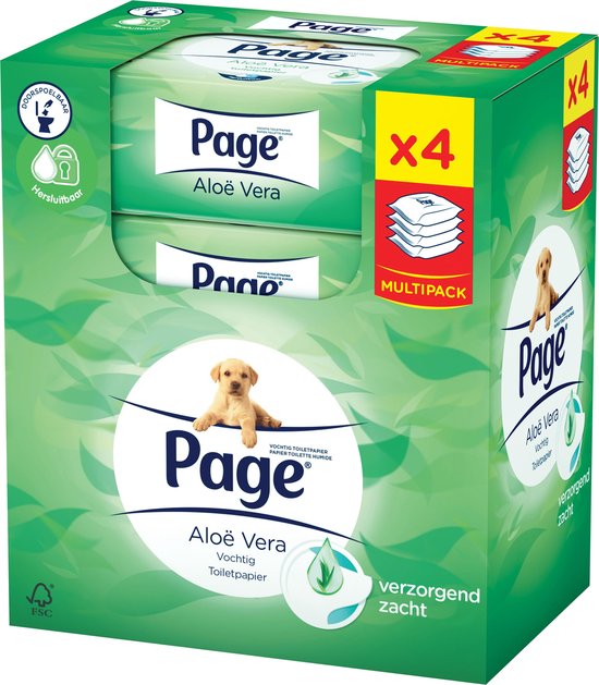 Page - Vochtig toiletpapier Aloë Vera - 4x 38 stuks