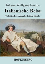 Boekomslag van Johann Wolfgang Goethes 'Italienische Reise', met een schilderij van een man in 18e-eeuwse kledij, zittend in een landschap.