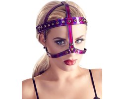 Bad Kitty – Bondage Hoofd Harnas Sprankelend met Gouden Klinknagels - Roze