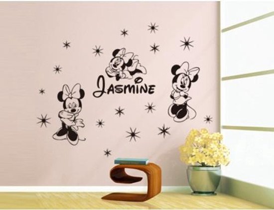 aanplakbiljet veiligheid Defecte Disney Minnie Mouse Muursticker met naam Jasmine | bol.com