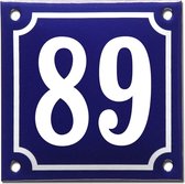 Emaille huisnummer blauw/wit nr. 89