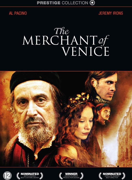 DVD hoes 'The Merchant of Venice' met Al Pacino en Jeremy Irons. Een dramatisch portret met de hoofdrolspelers.