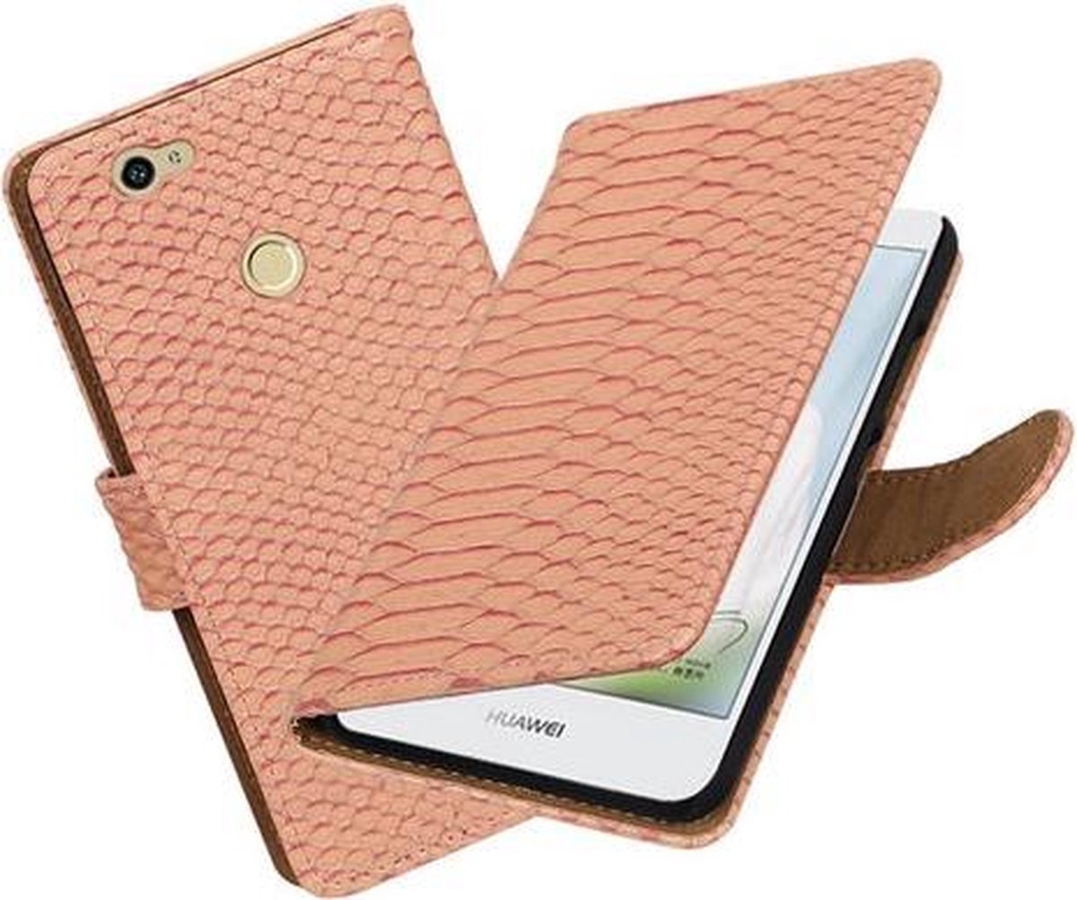 BestCases.nl Roze Slang booktype hoesje voor Huawei Nova