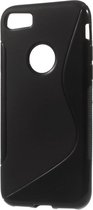 Javu - iPhone 8 Hoesje - Zachte Back Case S Shape Zwart