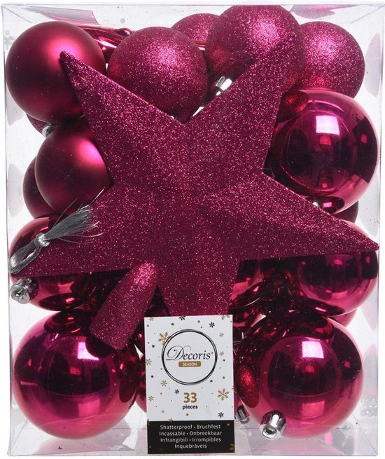 BRUBAKER Kerstballen 77-Delige Set - Kerstboomdecoraties met Ballen Sterren Laarzen Dennenappels Verpakkingen - Plastic - Roségoud