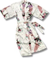 TA-HWA - Dames Kimono - Wit - met Pauwmotief - Maat S