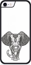 iPhone 8 Hardcase hoesje Elephant Mandala Black - Designed by Cazy