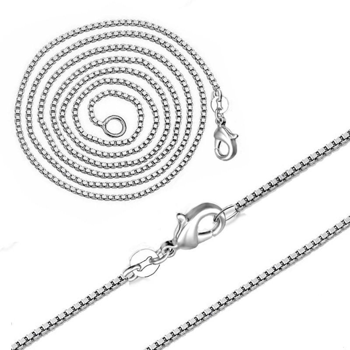 Fako Bijoux® - Schakelketting - Blokjes - 1mm - 60cm - Zilverkleurig