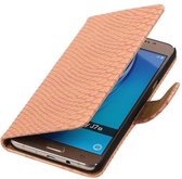 Mobieletelefoonhoesje.nl - Slang Bookstyle Hoesje voor Samsung Galaxy J7 (2016) Licht Roze