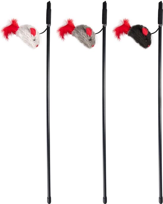 Kattenspeelgoed hengel Met Geluid - Zwart - 5 x 14 x 61