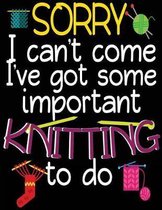 Sorry I Can't Come I've Got Some Important Knitting to Do