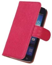 BestCases Fuchsia Luxe Echt Lederen Booktype Hoesje HTC One M7