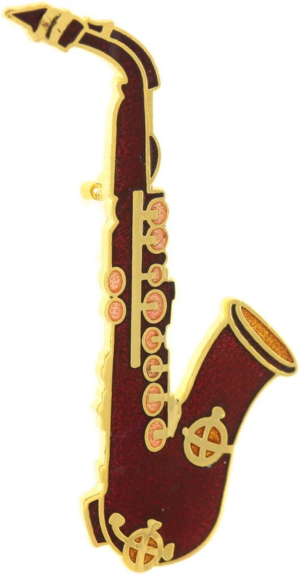 Behave® Broche instrument de musique saxophone émail rouge