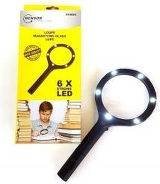 Benson Loep/loupe/vergrootglas - 6x LED verlichting - vergrootloep - Benson