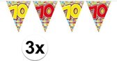 3x Mini vlaggenlijn / slinger - verjaardag 70  jaar - 300 cm
