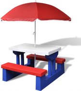 Kinderpicknicktafel met parasol (incl. Fleecedeken)