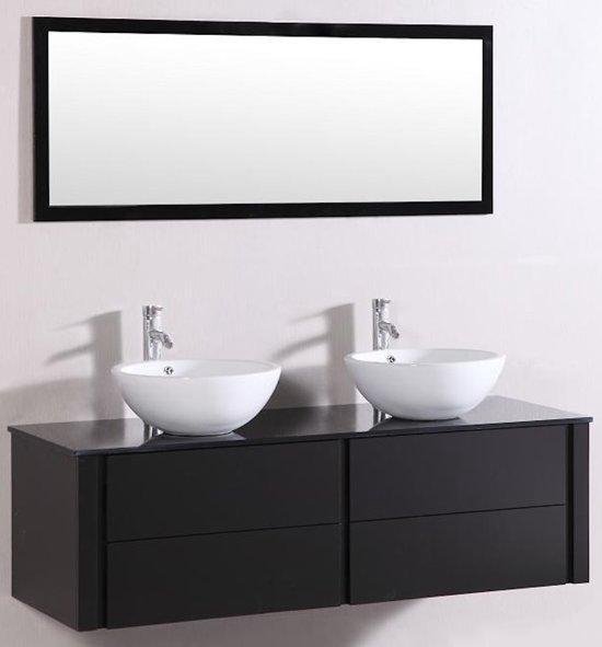 Badkamermeubel 9012, 120 cm, kleur Zwart met Keramieke en Spiegel | bol.com