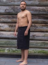 Sauna handdoek heren zwart - omslagdoek met klittenband
