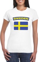 T-shirt met Zweedse vlag wit dames XXL