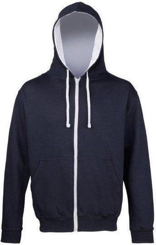 AWDis Just Hoods Varsity Zoodie, New French Navy/ Heather Grey , Maat L