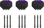 Darts Set - 3 sets - XS100 Skylight - Paars - Darts flights - plus 3 sets - aluminium - darts shafts - zwart - medium