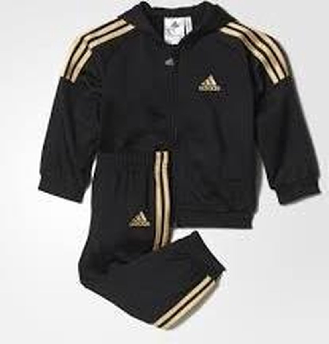 Adidas Baby Trainingspak - Black/Goud - Maat 104 | bol.com