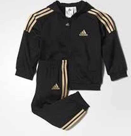 Conceit escaleren Medewerker Adidas Baby Trainingspak - Black/Goud - Maat 104 | bol.com