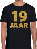 19 jaar goud glitter verjaardag t-shirt zwart heren - verjaardag shirts M
