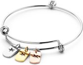 CO88 Collection Inspirational 8CB 90090 Stalen Armband met Hangers - Open Sterren - One-size - Zilverkleurig