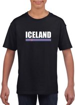 Zwart IJsland supporter t-shirt voor kinderen S (122-128)