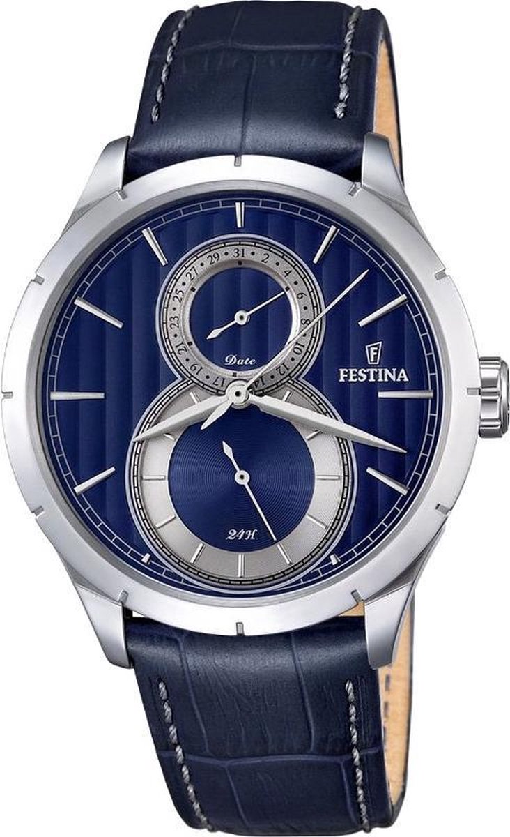 Festina F16892-3 Retro - Horloge- Staal - Zilverkleurig - 45.8 mm