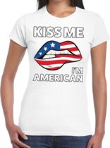 Kiss me I am American t-shirt wit dames XS